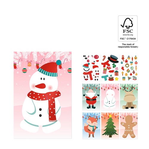 Set de six feuilles avec figurines de Noël et 3 feuilles d'autocollants