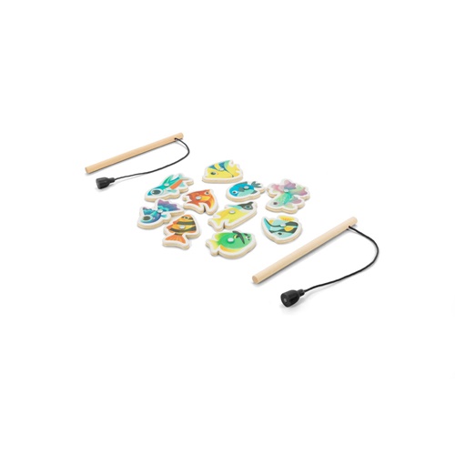 Jeu de pêche composé de 10 poissons en bois, idéal pour les enfants