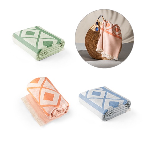 Serviette de toilette multifonctionnelle et de bain (350g/m²) en coton léger et résistant (85%) et en coton recyclé (15%)