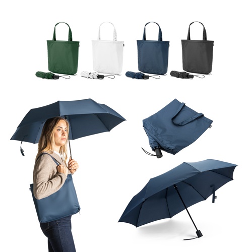 Parapluie 2 en 1 avec sac shopping en polyester recyclé inclus