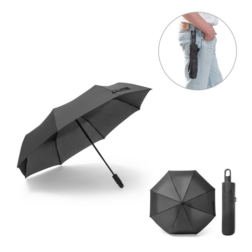 Parapluie pongé 190T polyester recyclé (100% rPET) avec ouverture et fermeture automatiques